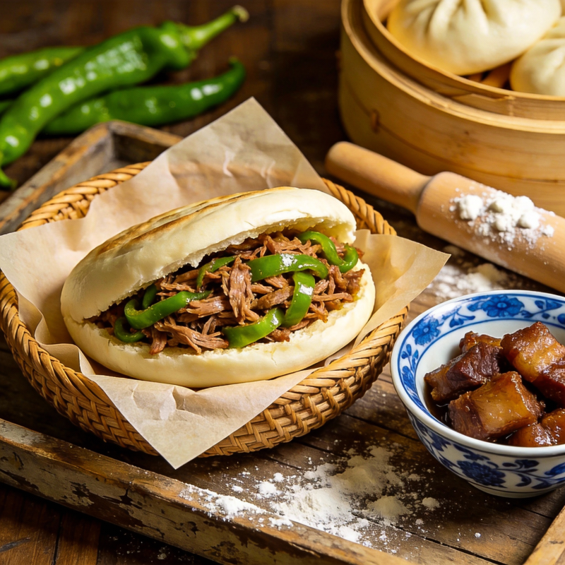 肉夹馍配青椒图片