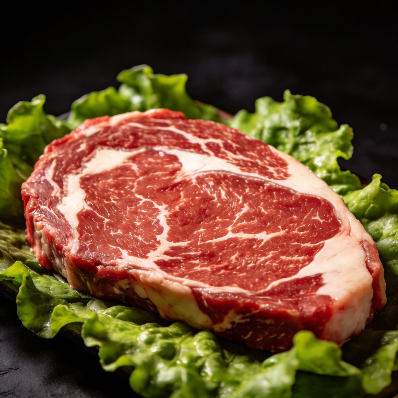 鲜嫩牛排配生菜图片