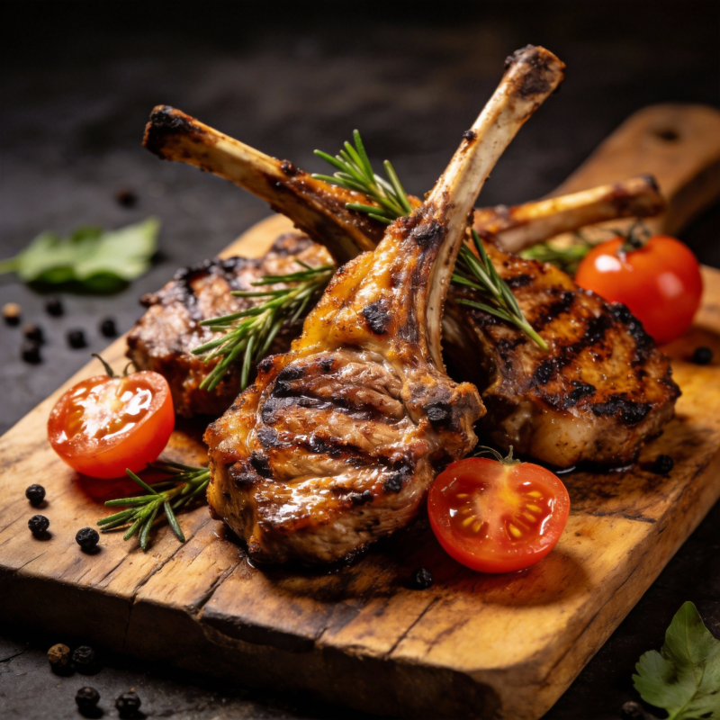 烤羊排配香草番茄图片