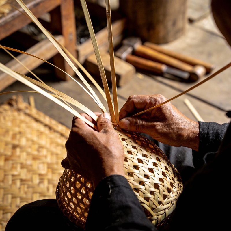 手工编织竹篮图片