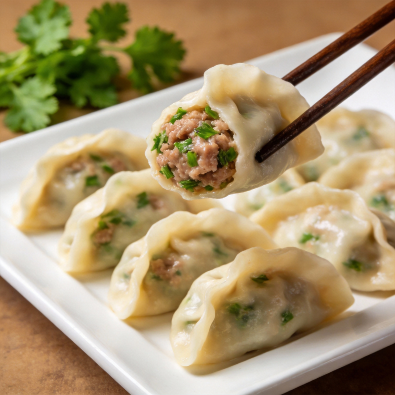 鲜美饺子 筷子夹起图片