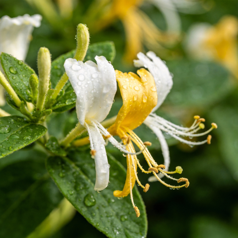 雨后金银花绽放图片