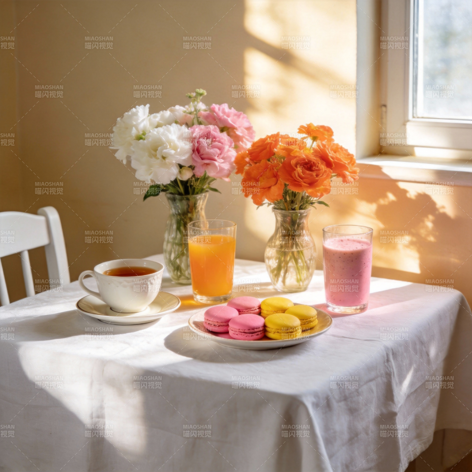 阳光下的花茶时光图片
