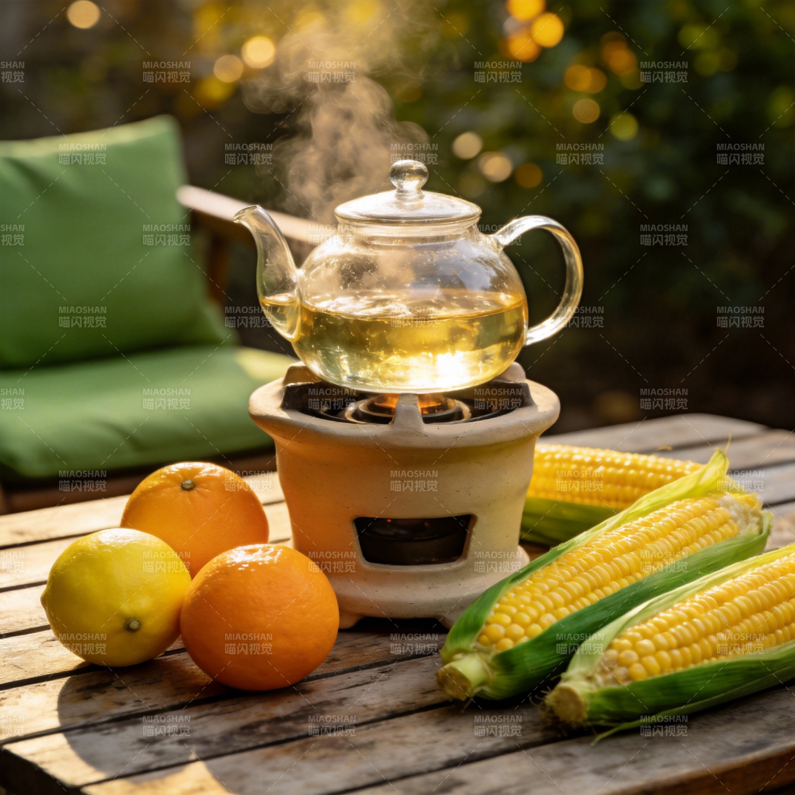 秋日茶香玉米橙图片