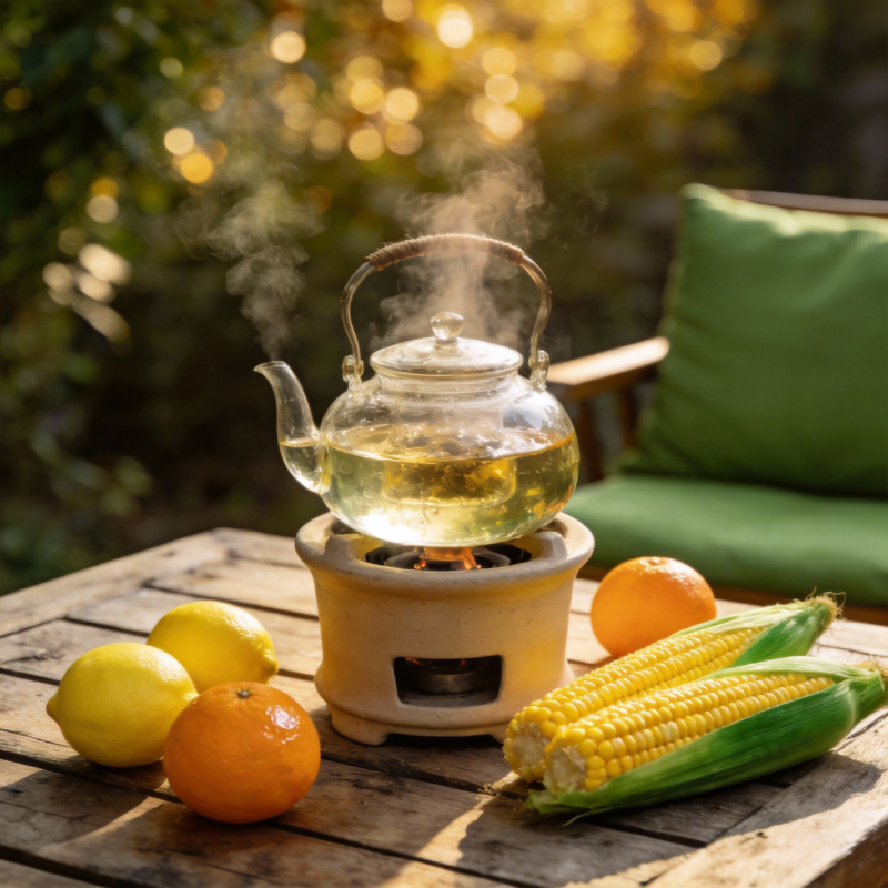 秋日茶香玉米橙图片