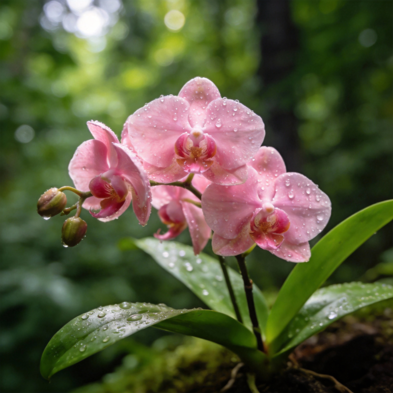 雨后粉兰绽放图片
