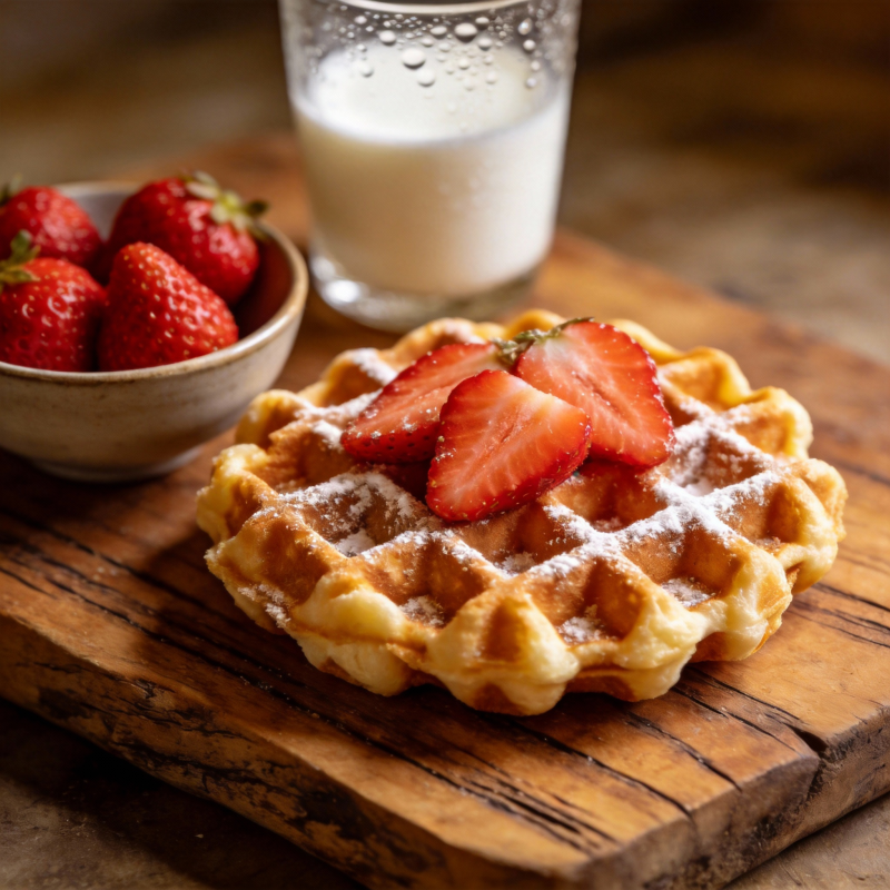 草莓华夫饼配牛奶图片