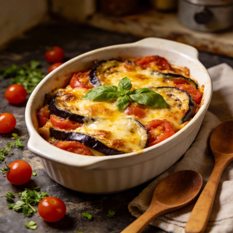 烤茄子番茄焗饭图片