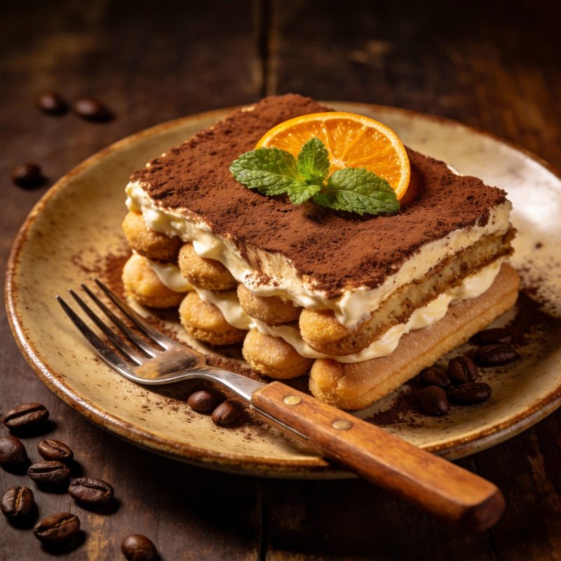 提拉米苏配橙片图片