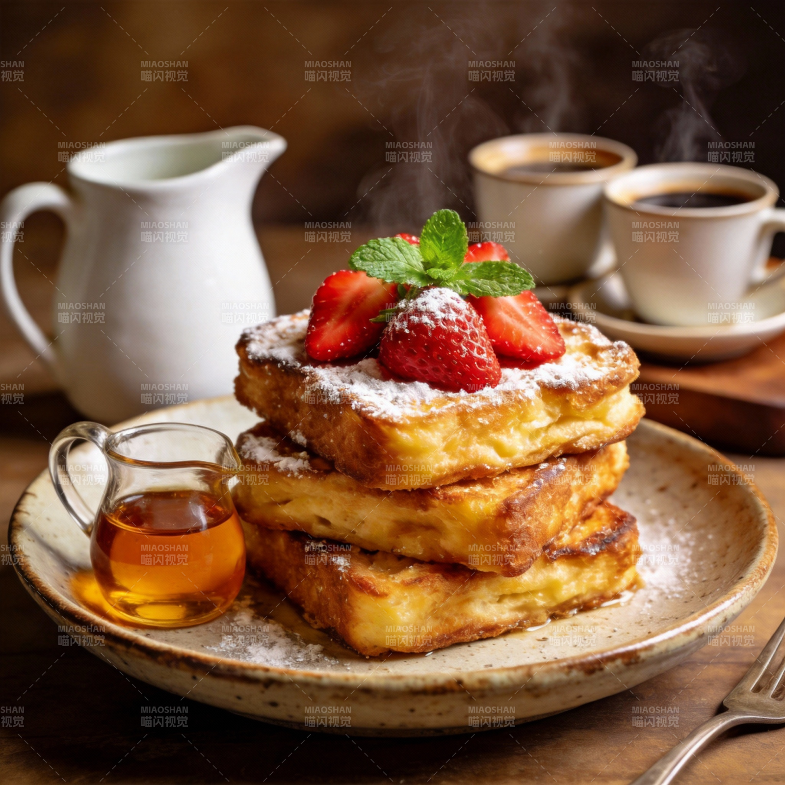 法式吐司配草莓图片