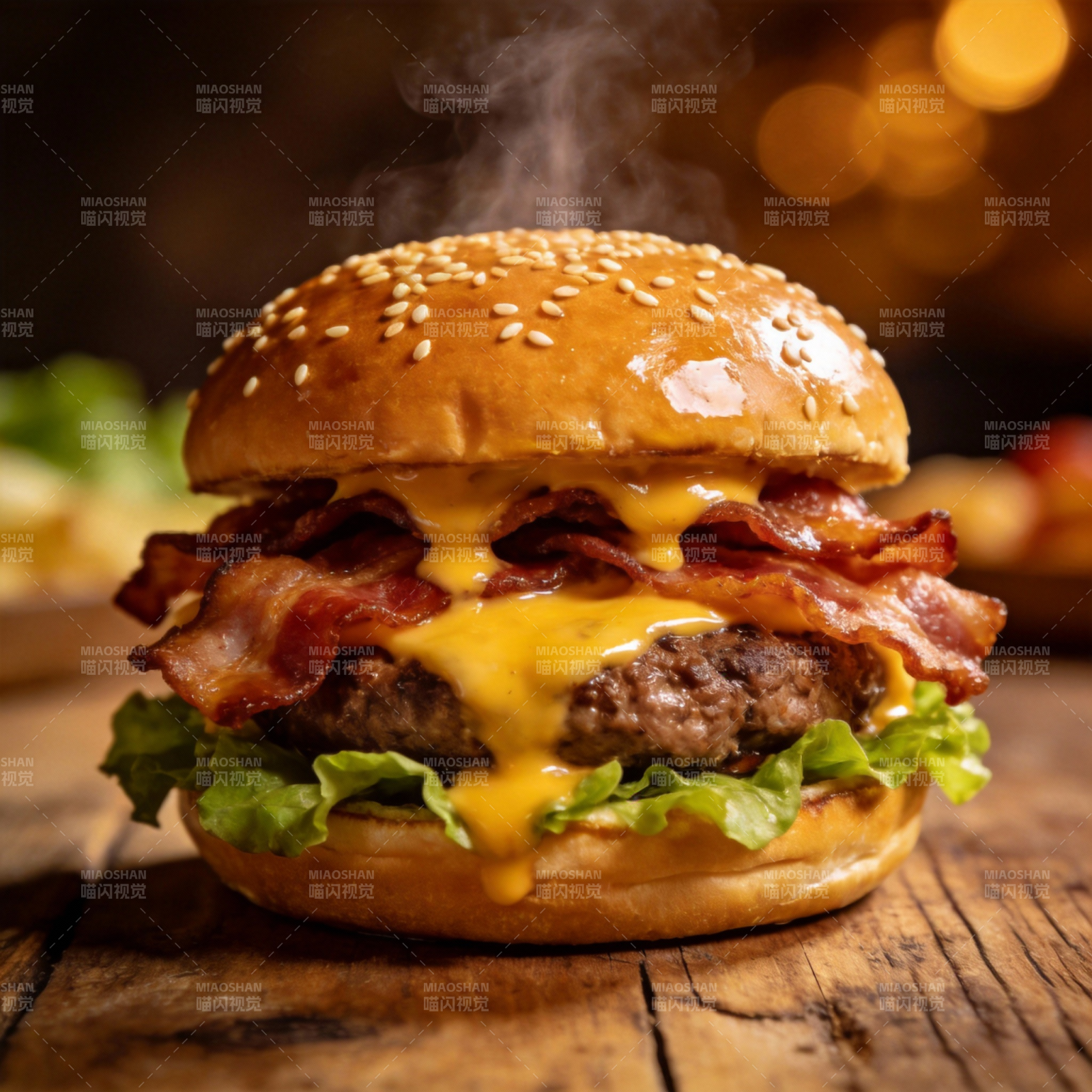 芝士培根汉堡图片