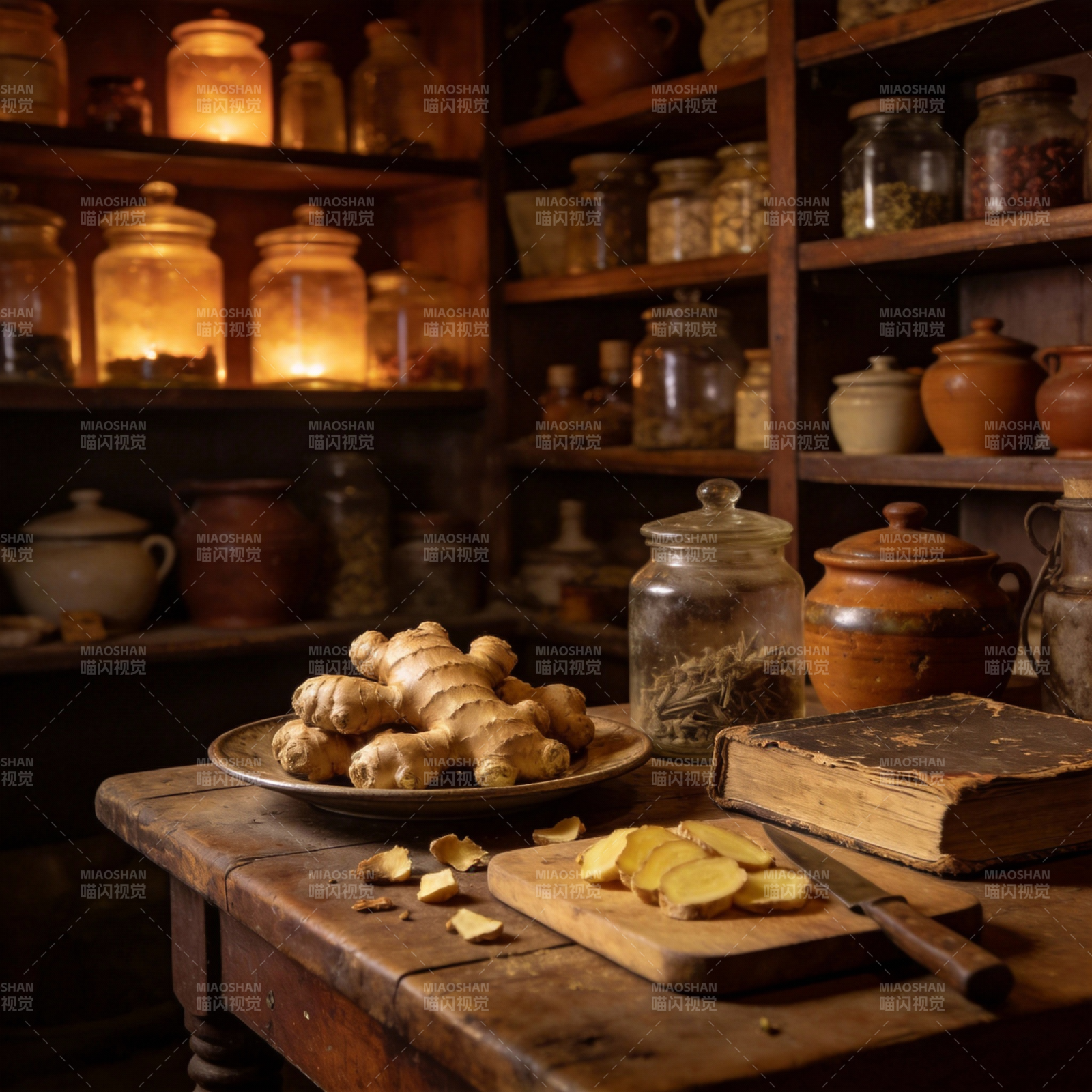 古朴厨房里的姜香图片