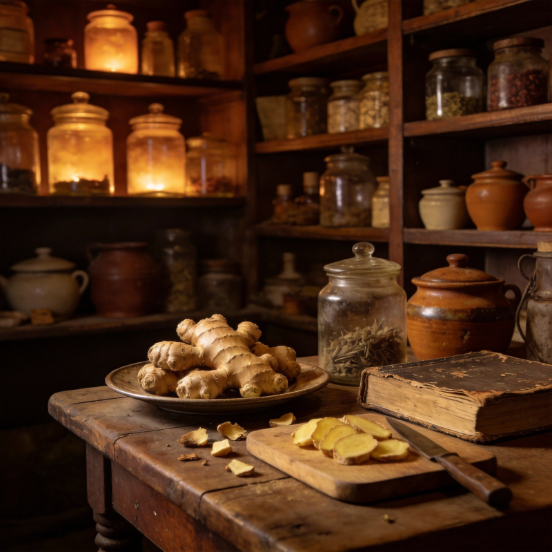 古朴厨房里的姜香图片