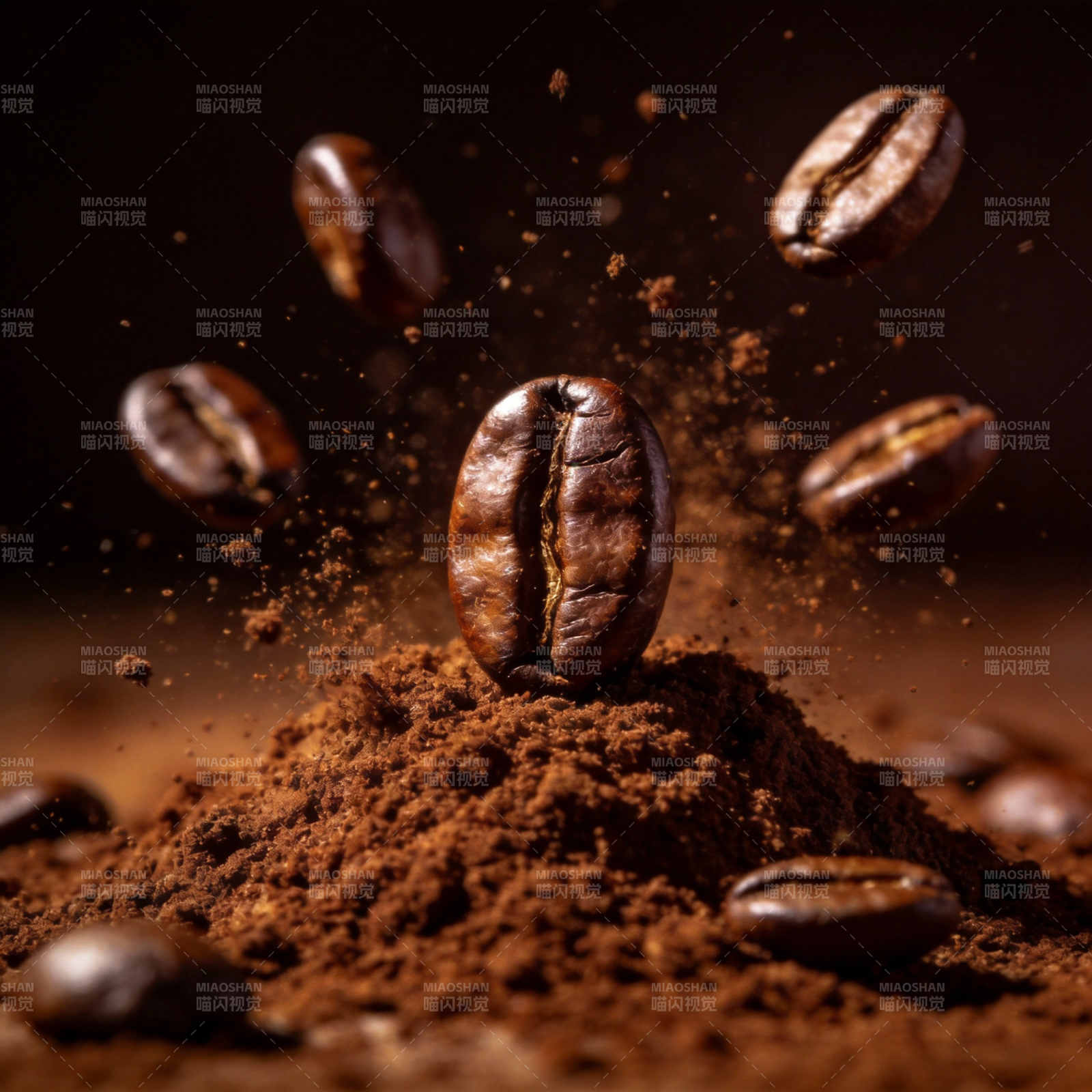 咖啡豆飞舞瞬间图片