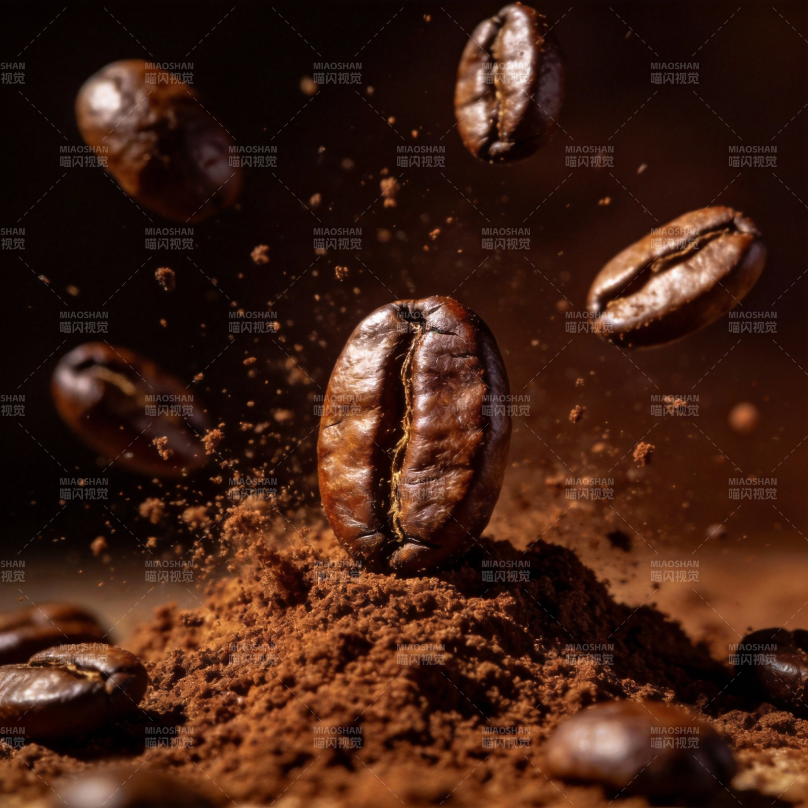 咖啡豆飞舞瞬间图片