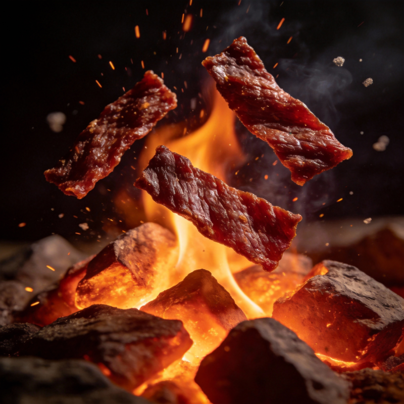 火焰中的美味肉干图片