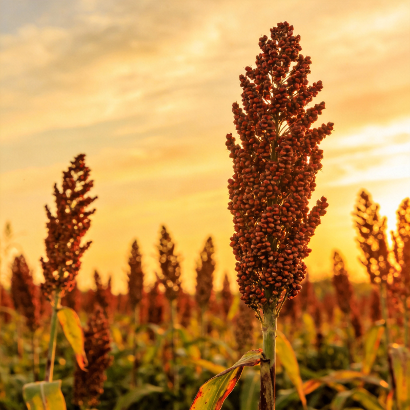 夕阳下的高粱田图片