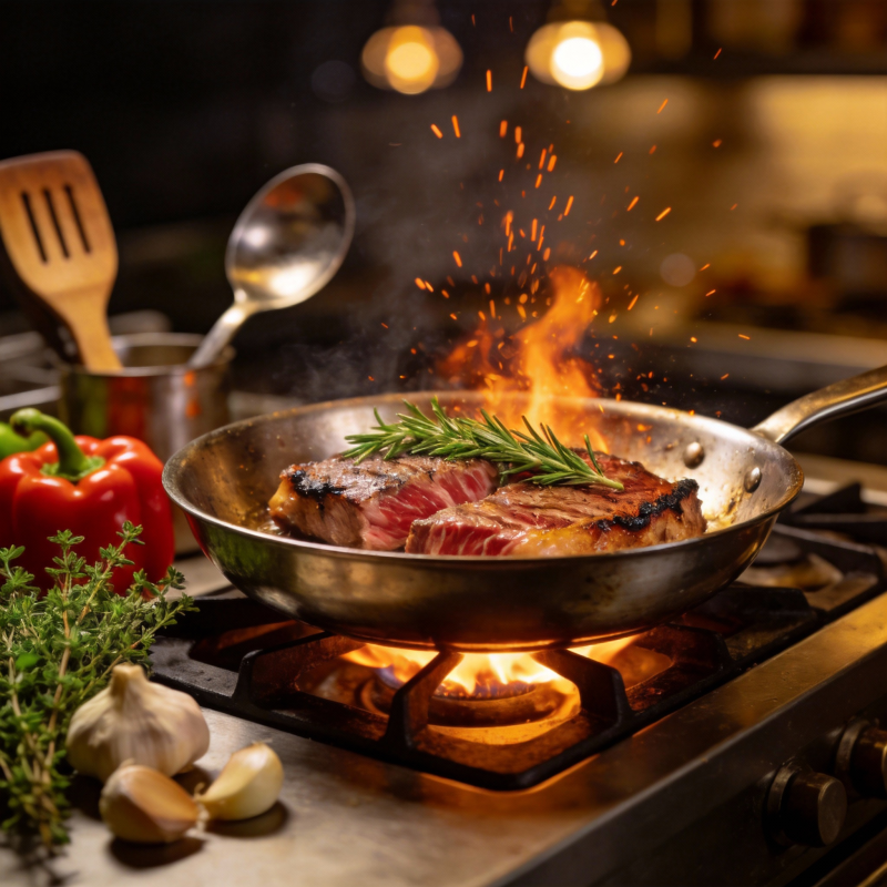 火焰煎牛排图片