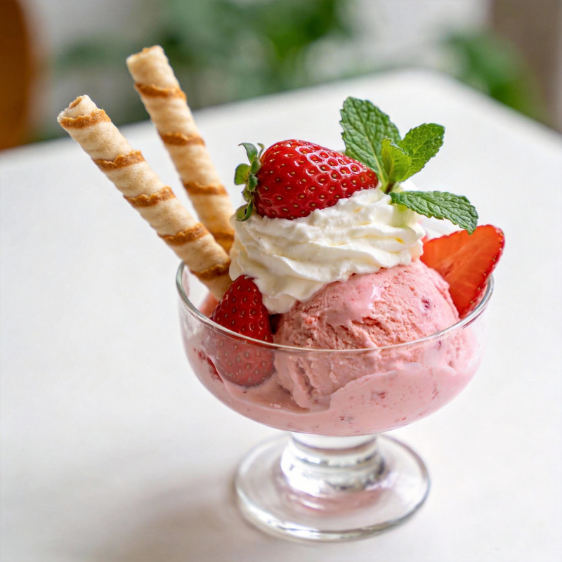 草莓冰淇淋甜品图片