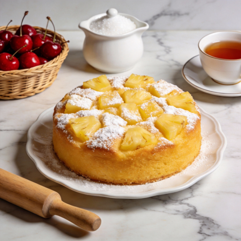 菠萝蛋糕配茶点图片