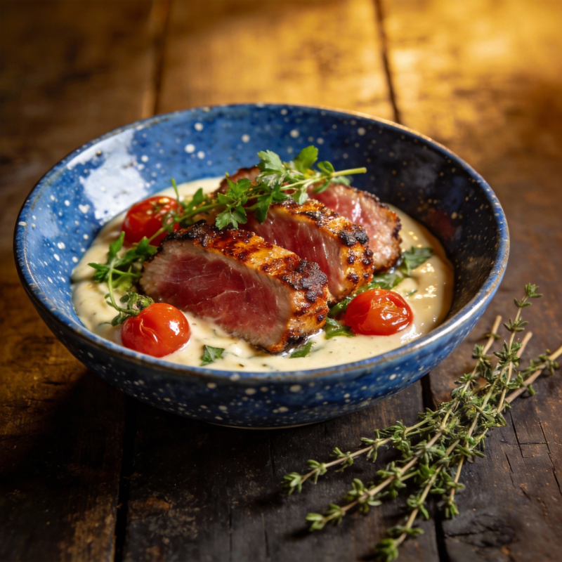 香煎鸭胸配奶油酱图片