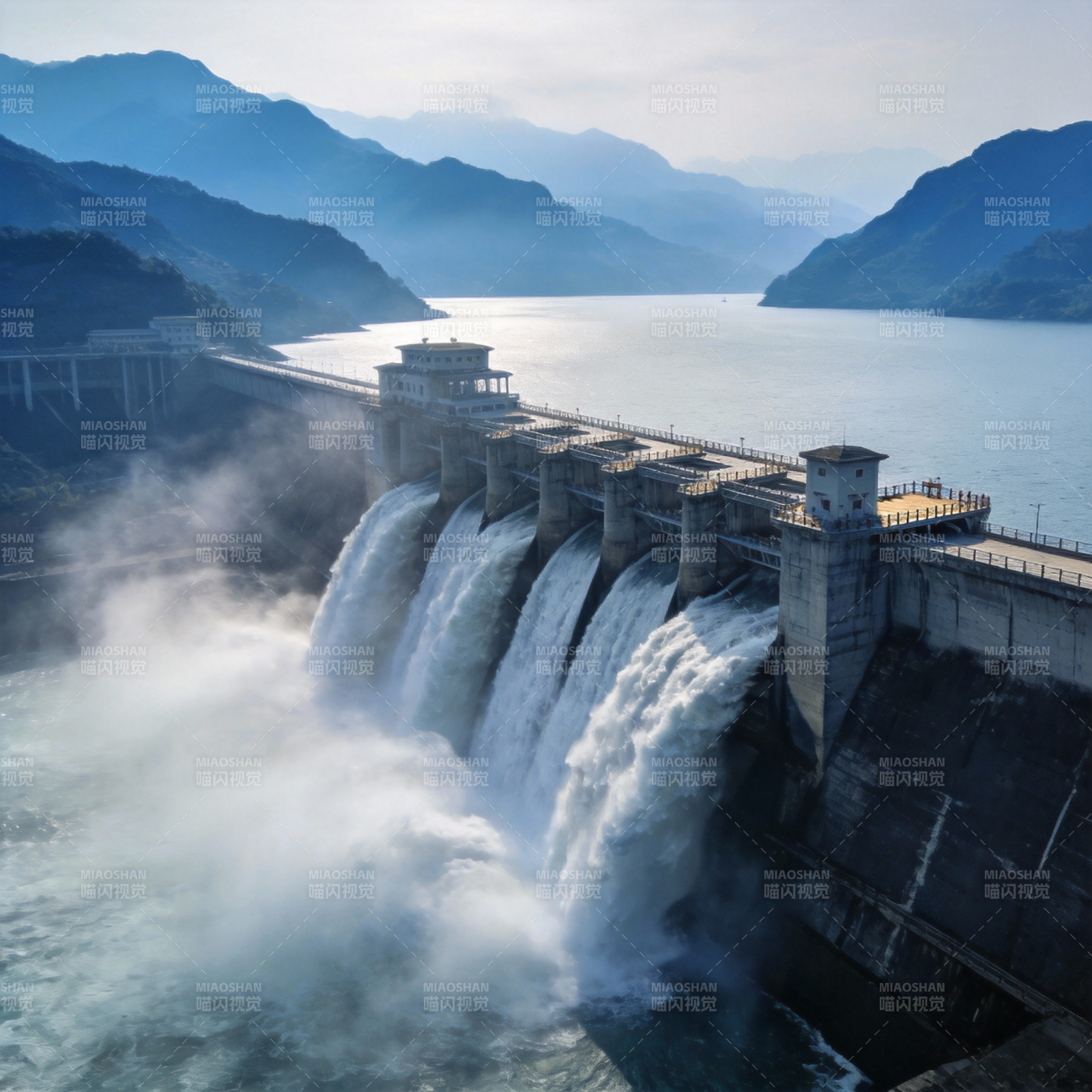 大坝泄洪壮观景象图片