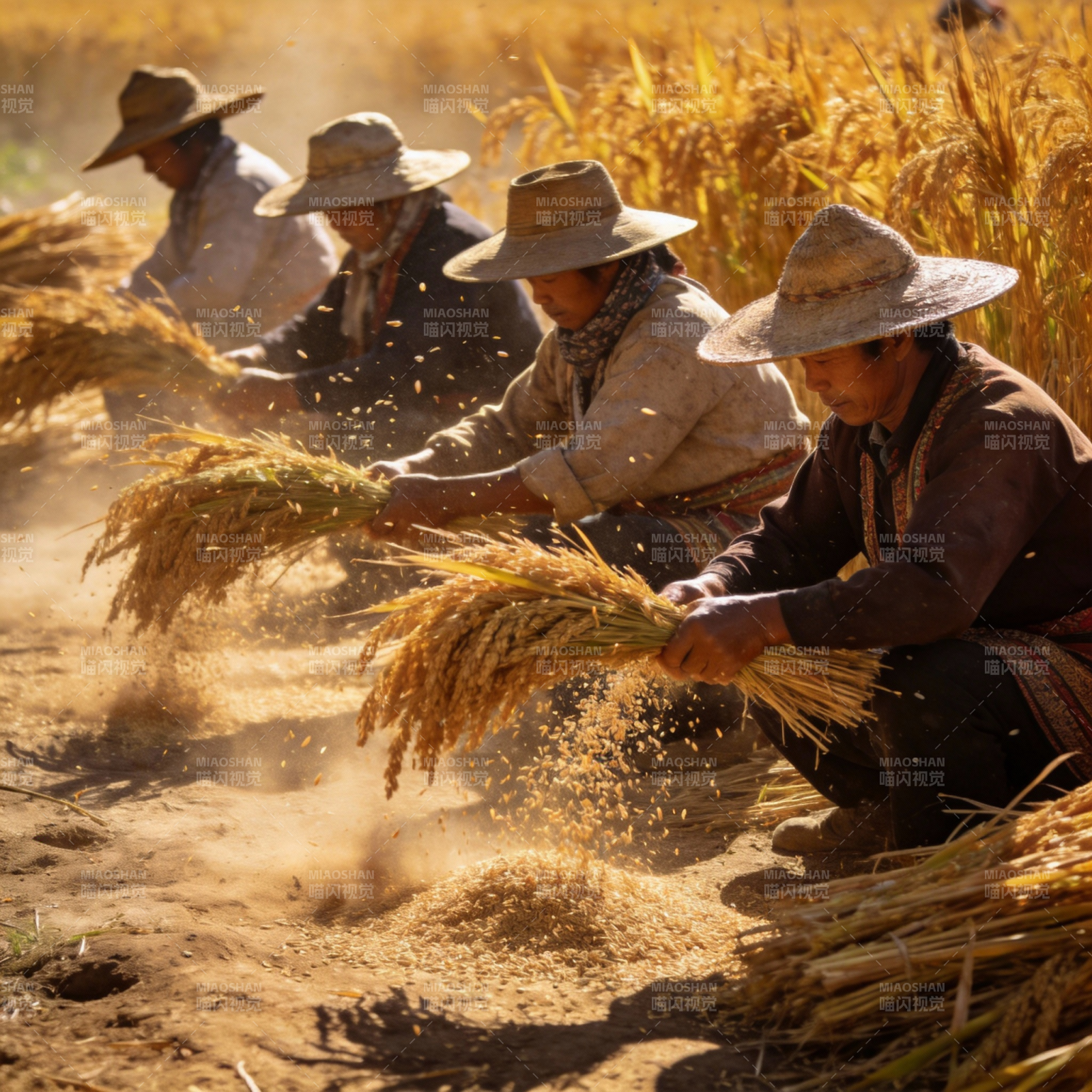金秋稻谷丰收忙图片