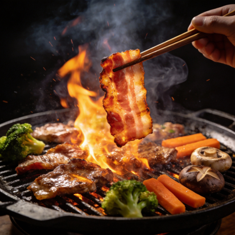 火焰烧烤美味瞬间图片