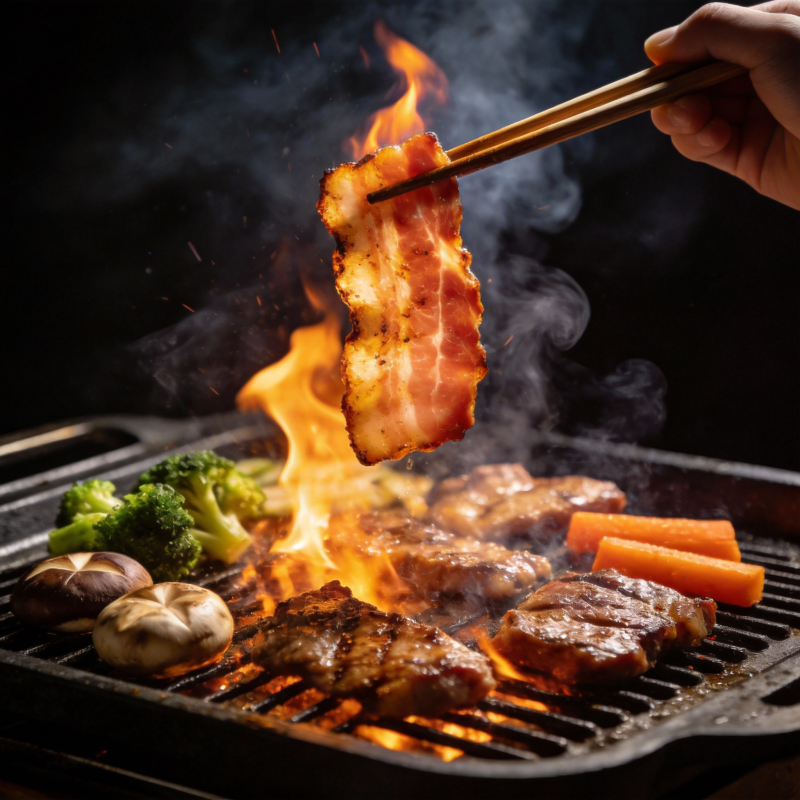 火焰烧烤美味瞬间图片