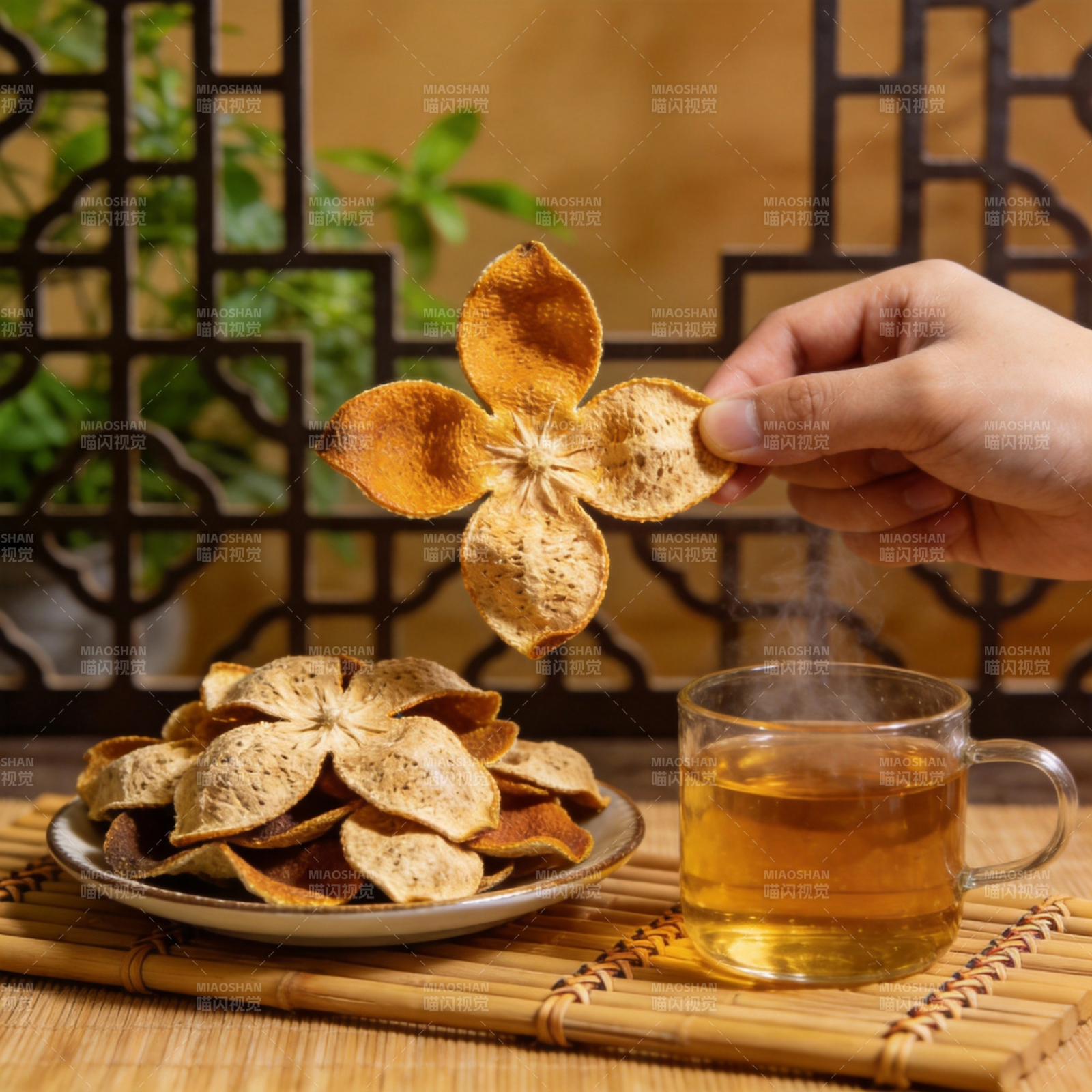 陈皮花茶香飘四溢图片