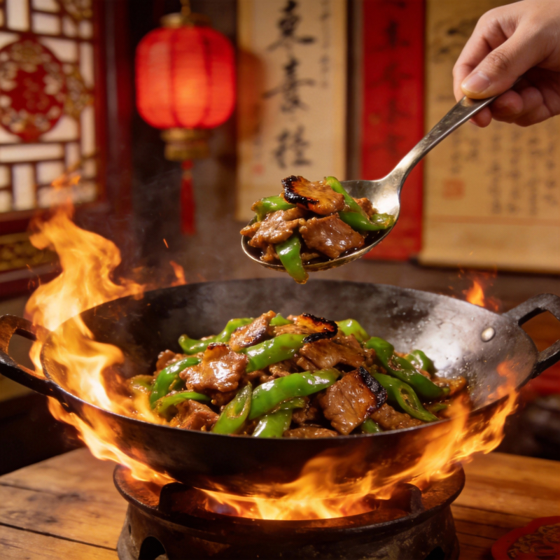 火焰炒肉片图片