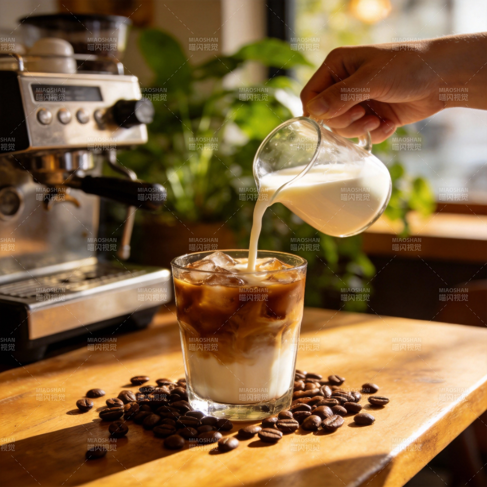 冰咖啡加奶图片