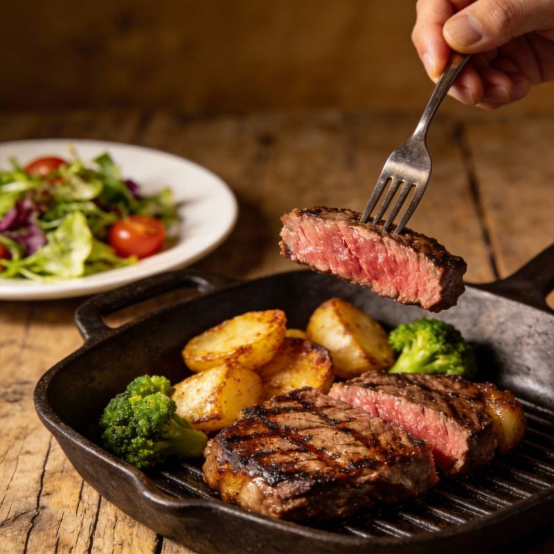 牛排配烤蔬菜图片