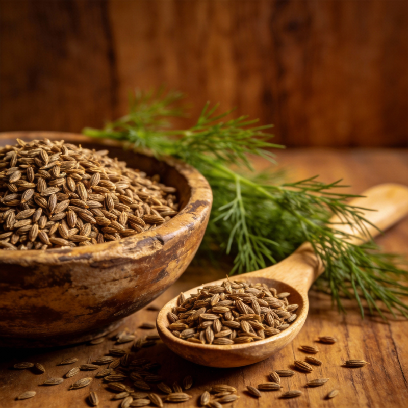 香菜籽与木勺图片