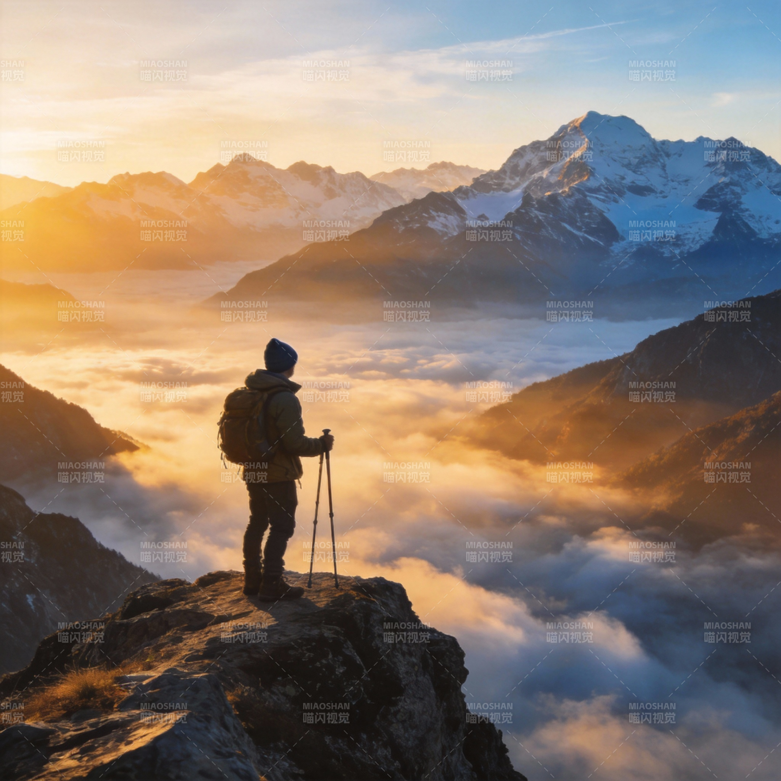 云海之巅 登顶望远图片