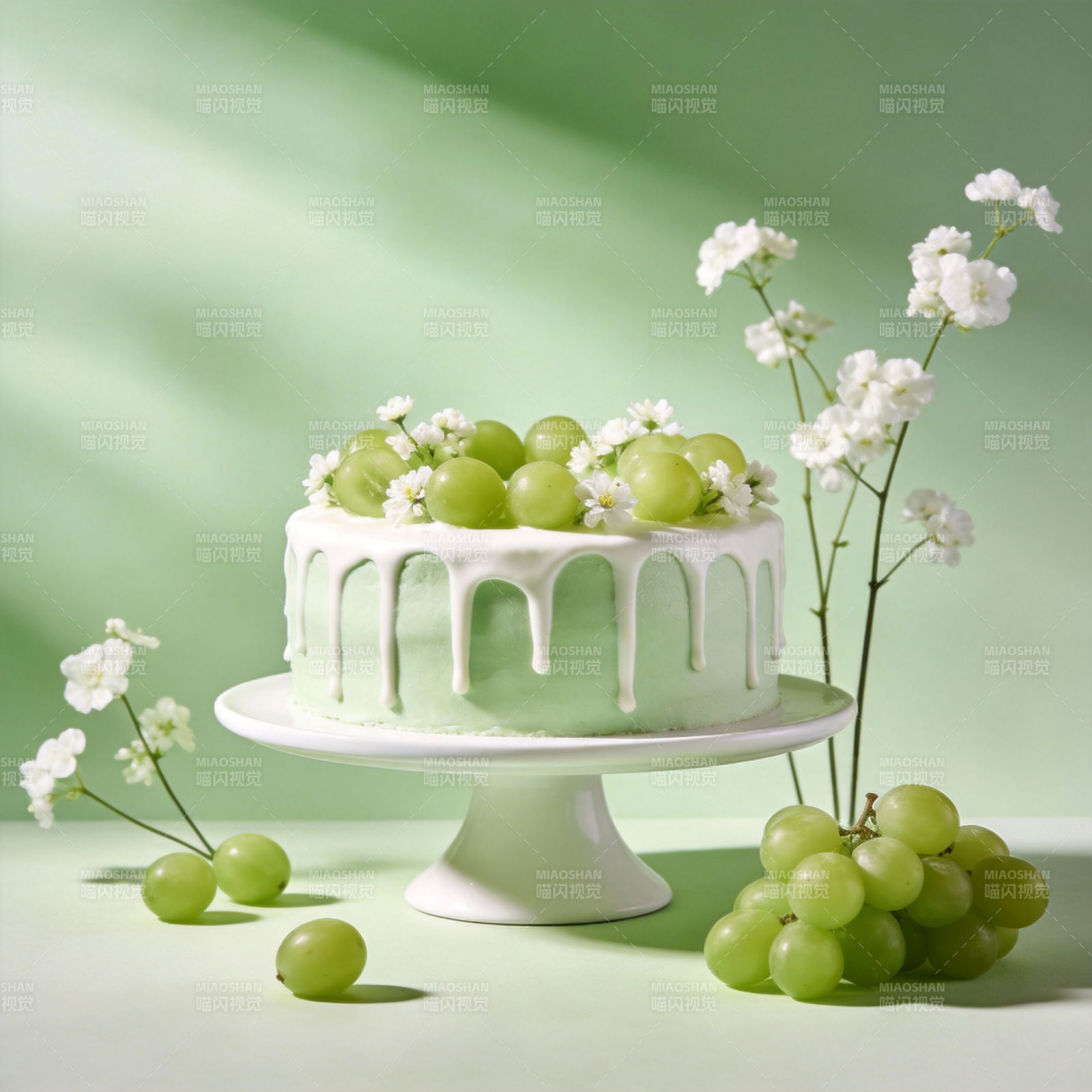 青葡萄奶油蛋糕图片