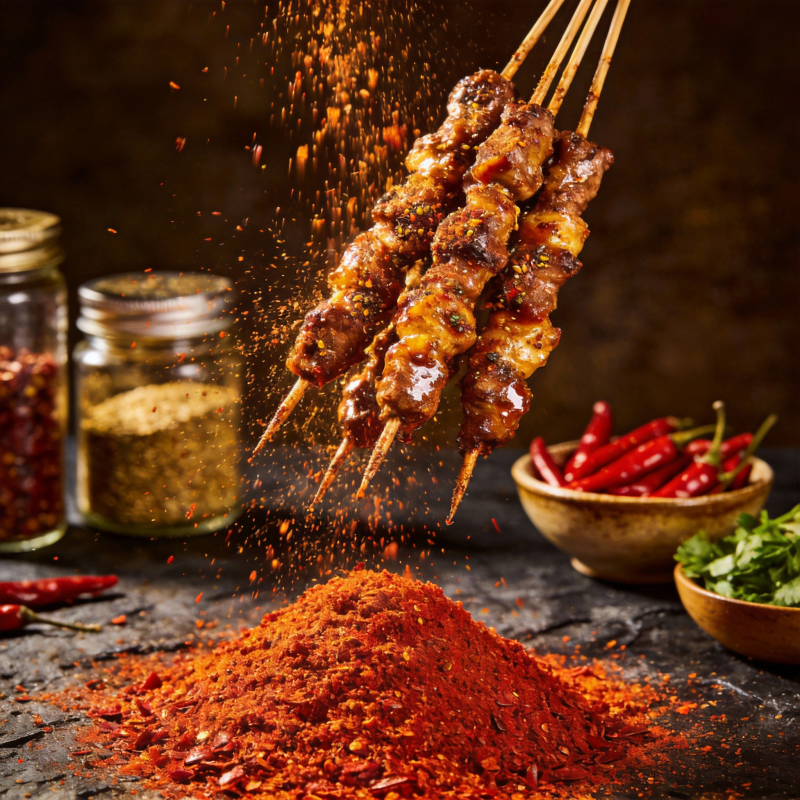 香辣烤肉串图片
