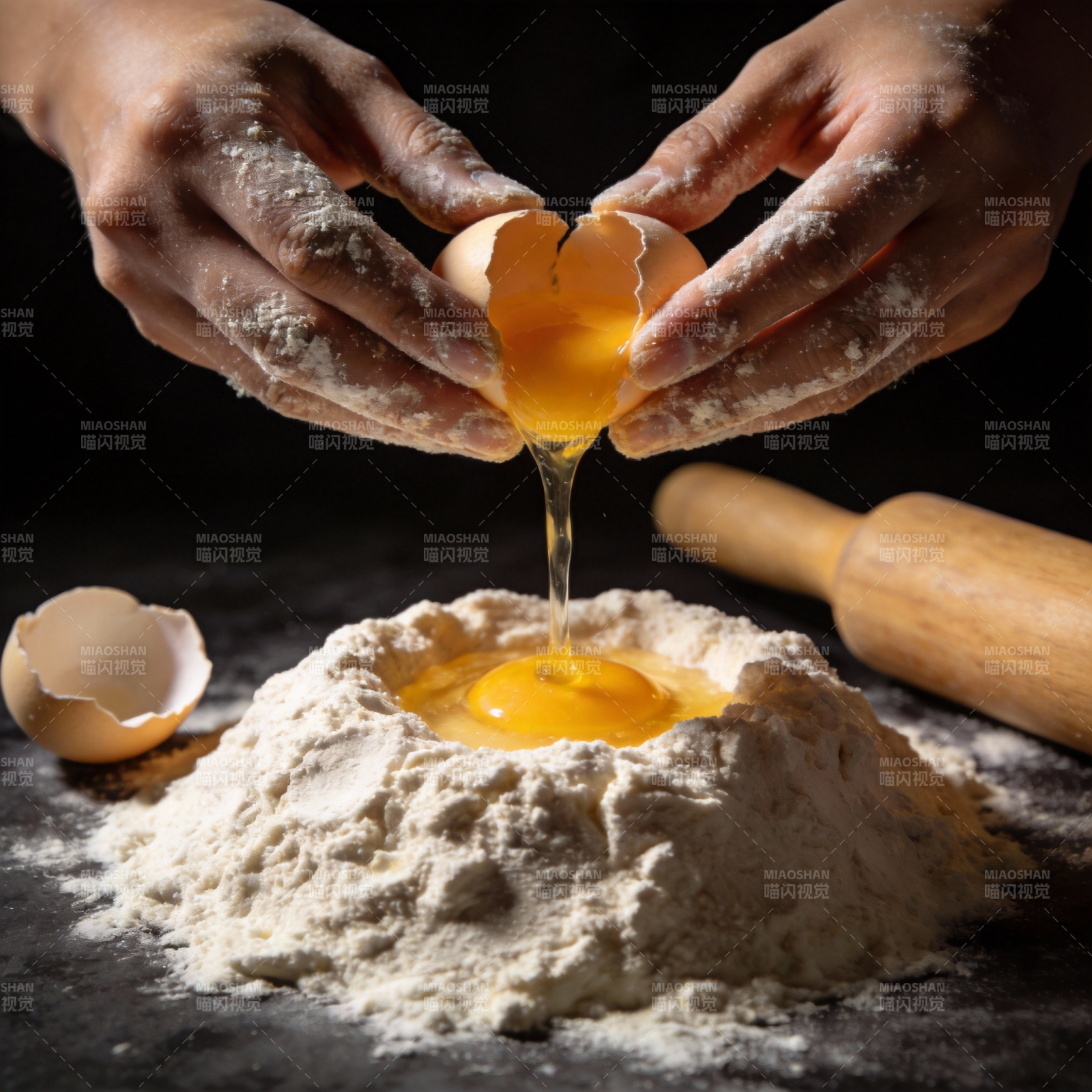 蛋液入面粉图片