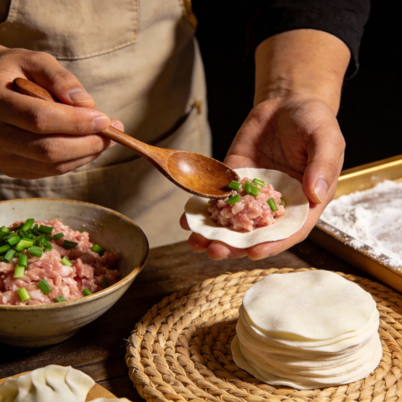 包饺子准备中图片
