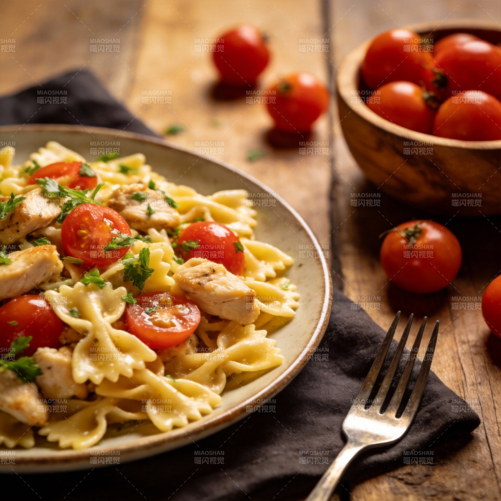鸡肉意面配樱桃番茄图片