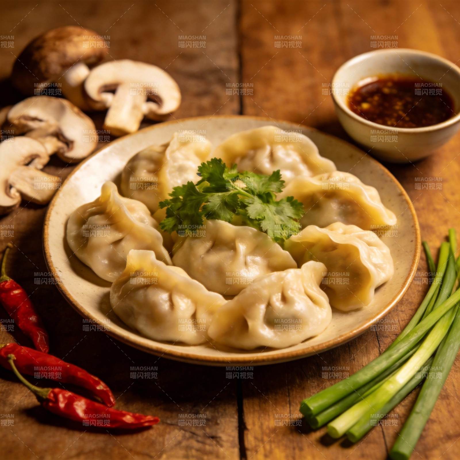 美味饺子配蘸料图片