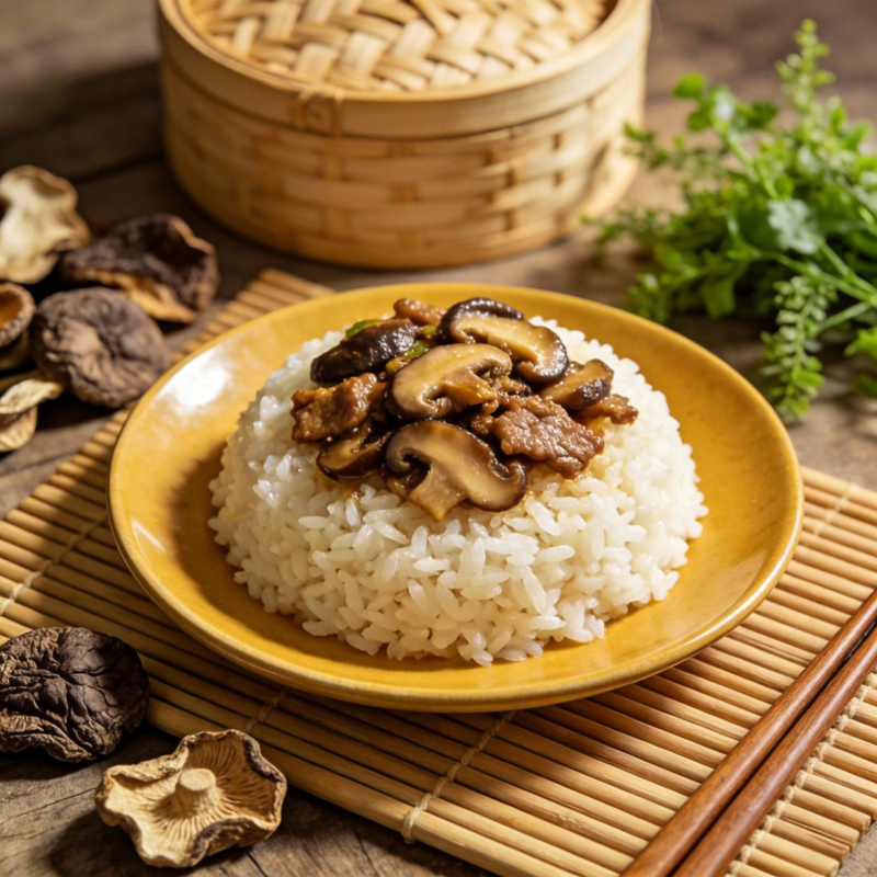 香菇肉片盖饭图片