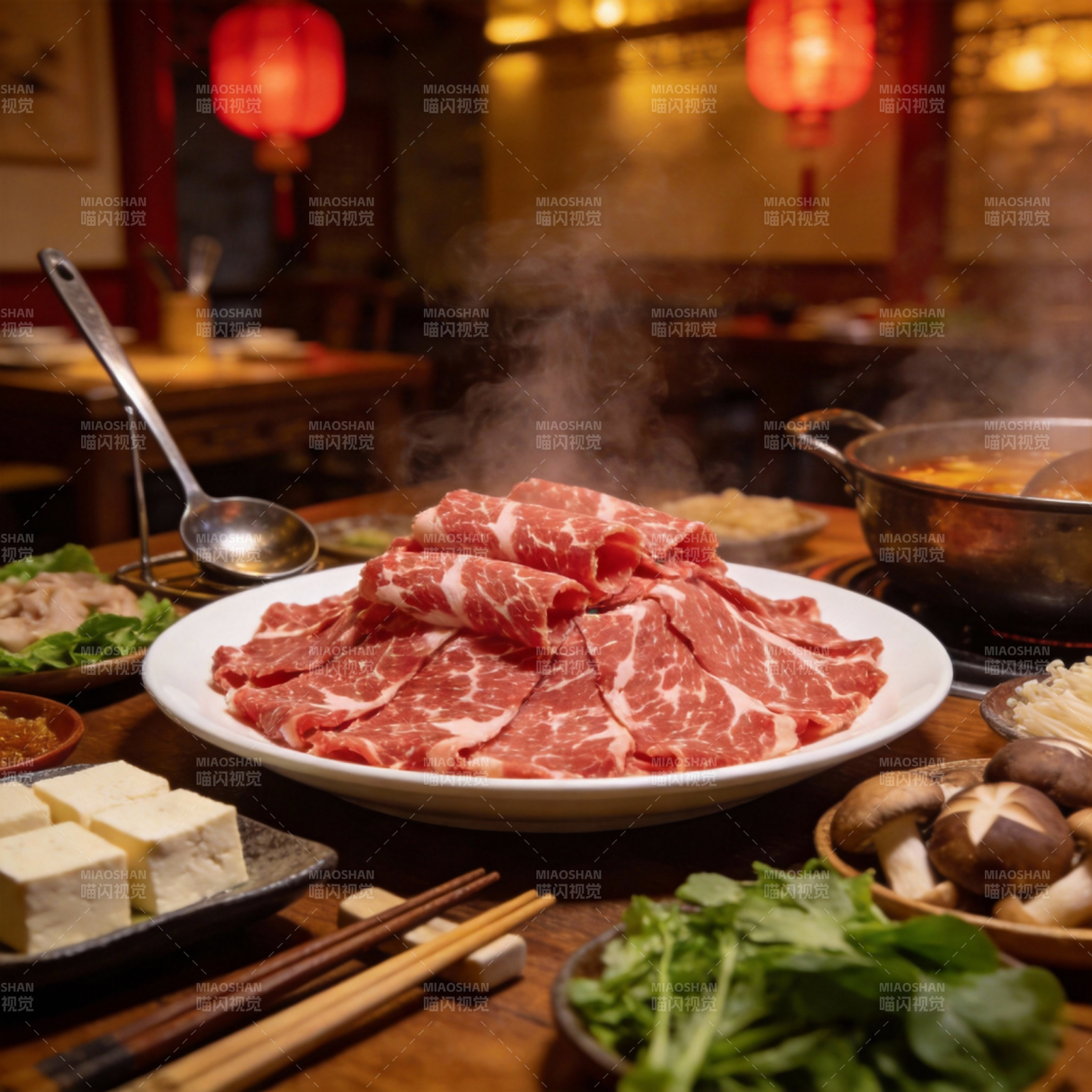 热气腾腾的火锅宴图片