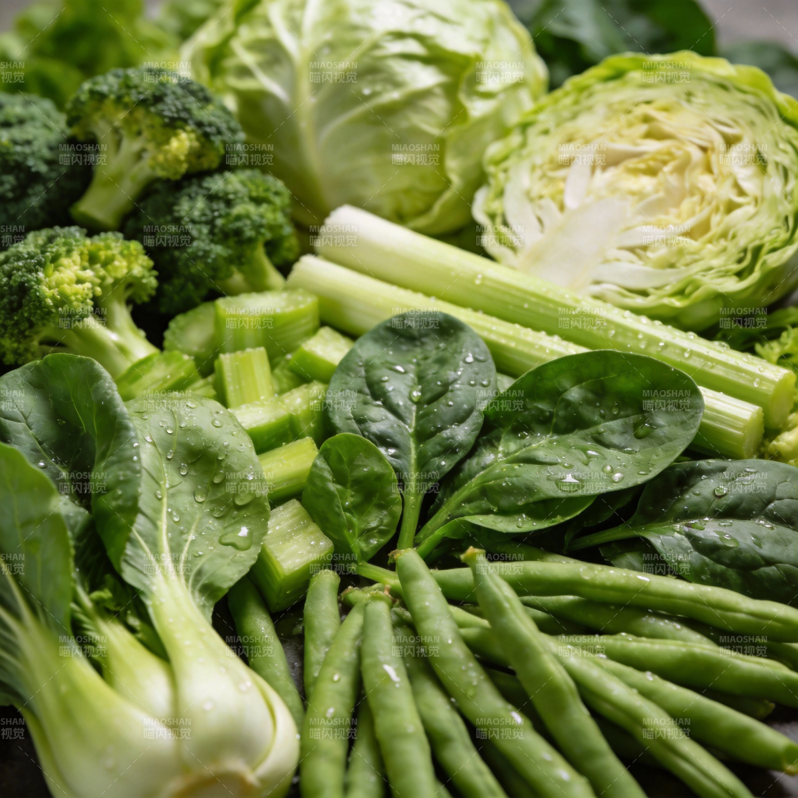 新鲜绿蔬拼盘图片