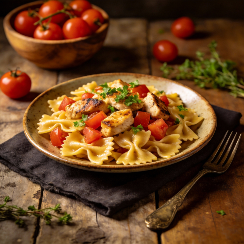 意式鸡肉面配番茄图片