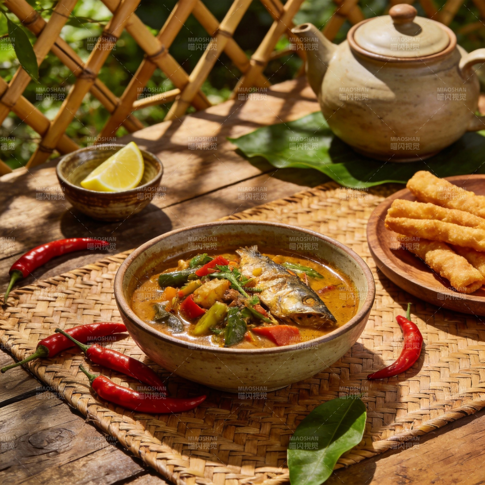 泰式鱼汤配炸春卷图片