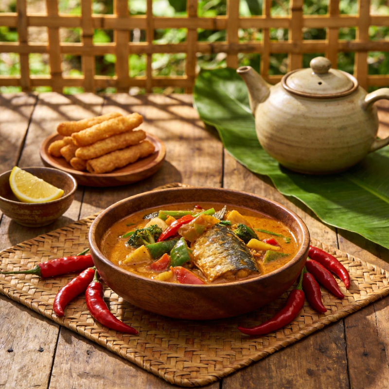 泰式鱼汤配辣椒图片