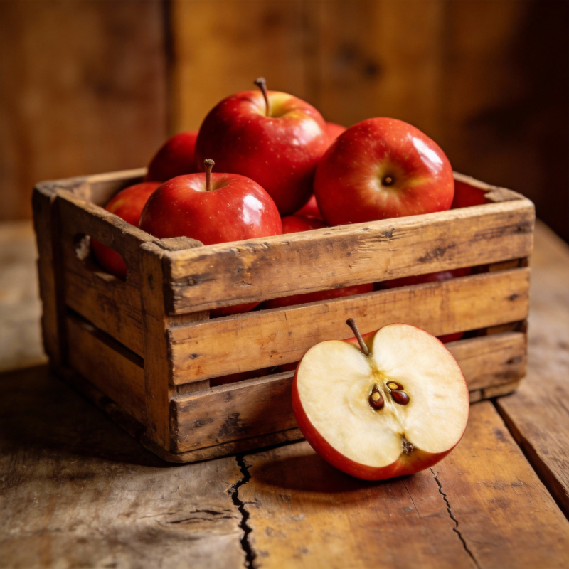 木箱红苹果图片