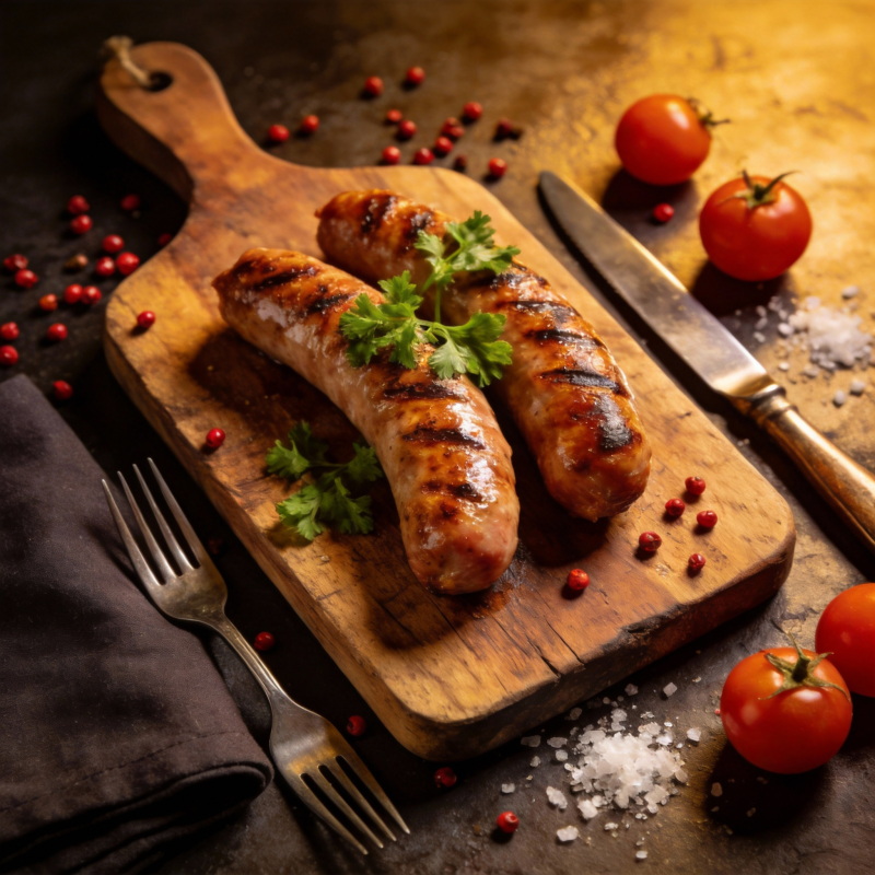 烤香肠配番茄图片