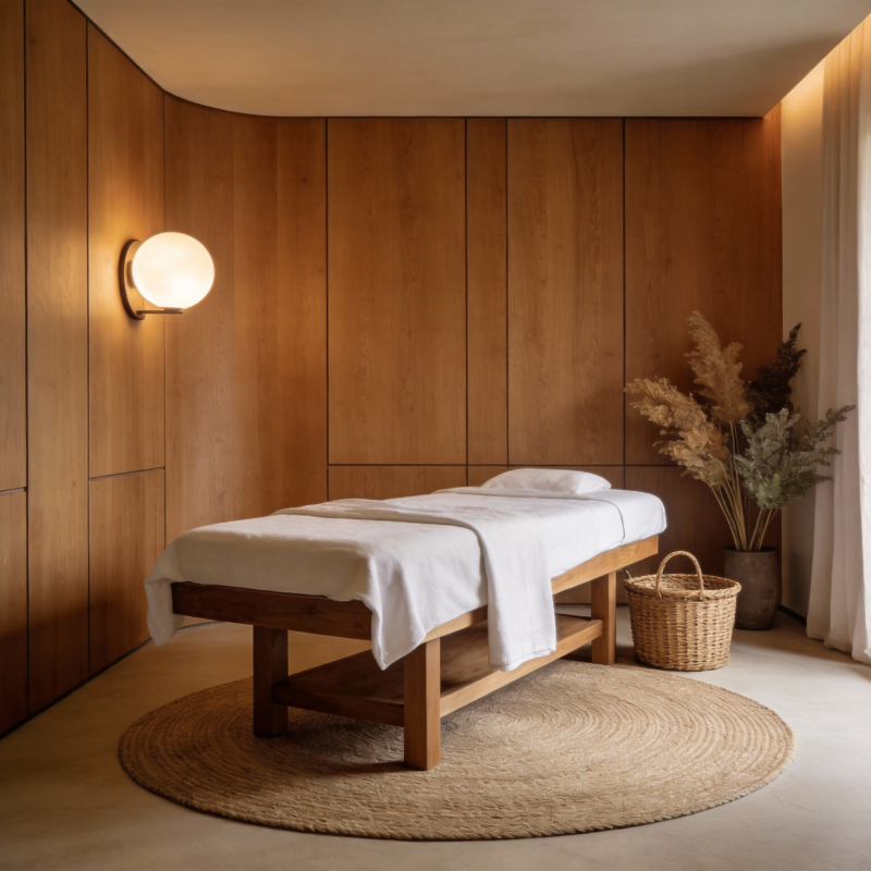 木质按摩室静谧一角图片
